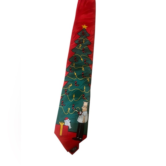 1997 DILBERT Dogbert Software United Media Christmas Tree Silk Tie‎ Ralph Marlin - Picture 2 of 5
